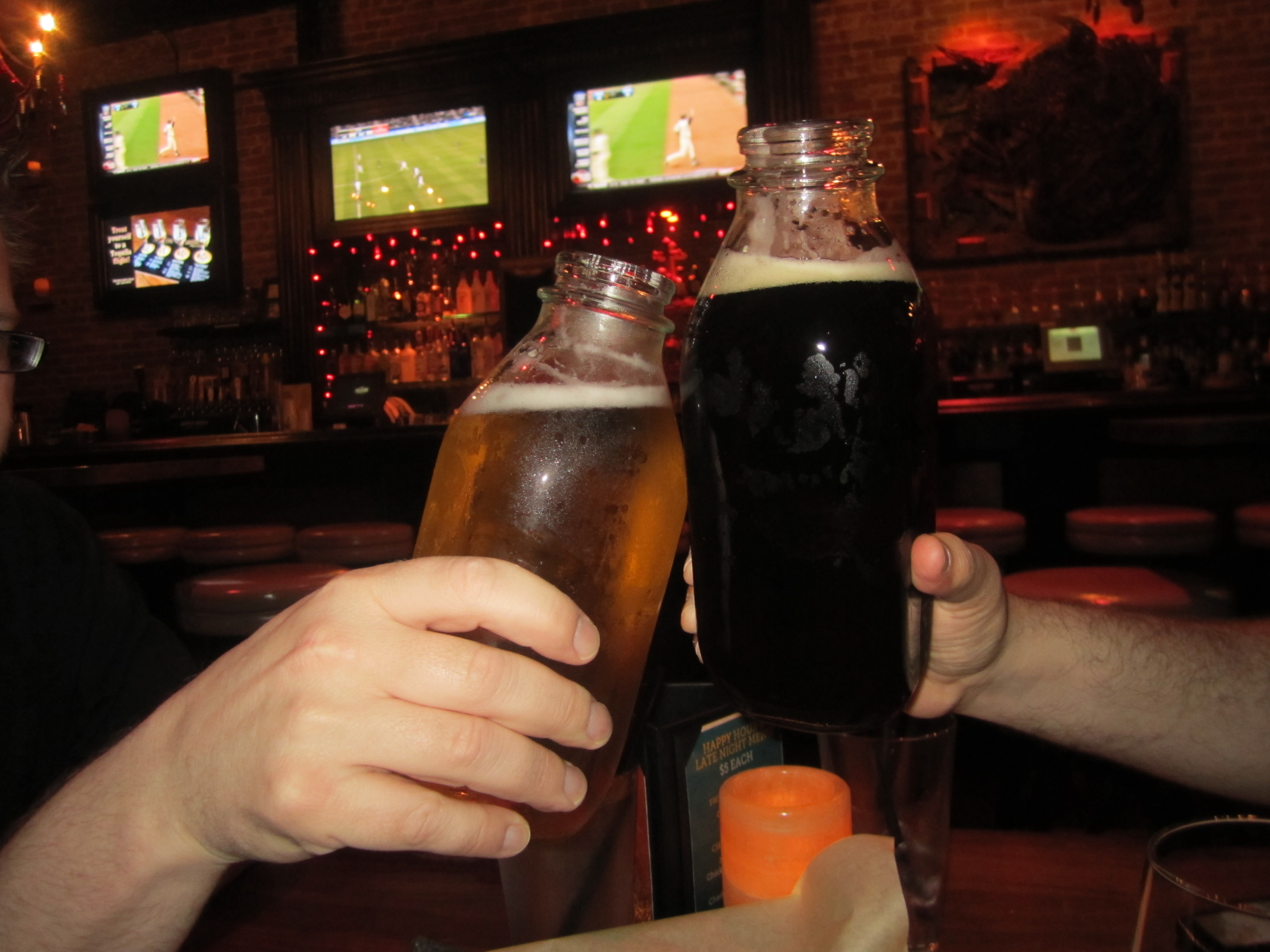 Beer served in Milk Bottles