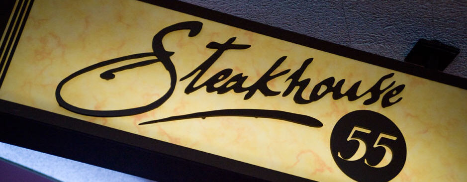 steakhouse 55 sign- Steakhouse is located in the Disneylan Hotel