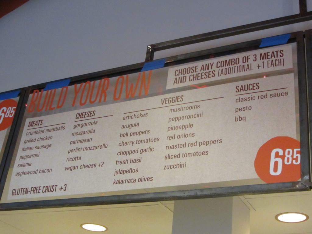 Blaze Pizza build your own pizza  menu options