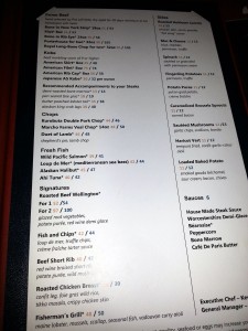 Steak Menu