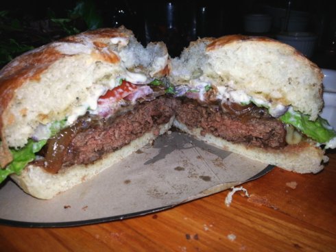 Great Maple in Fashion Island - Venison Burger cut open