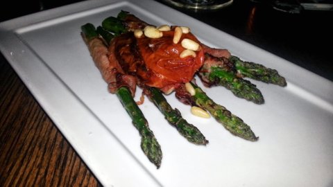 SeaLegs Wine Bar prosciutto wrapped asparagus 