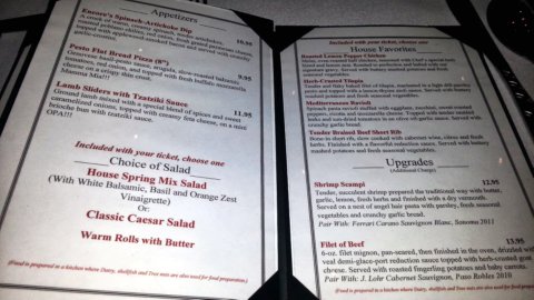 Encore Theater Menu