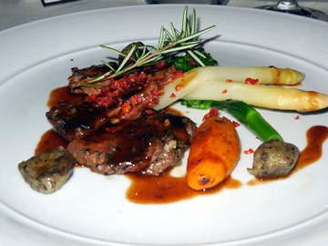 Halter Ranch Tasting beef and asparagus