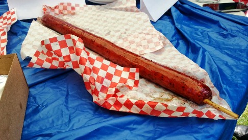 OC Fair Biggie's Meat Market Two Foot Sausage on a stick