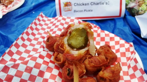OC Fair Chicken Charlie Bacon wrapped deep fried pickles