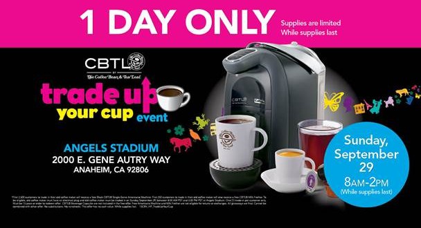 Event: Coffee Bean and Tea Leaf coffee maker trade in – Sunday, September 29th