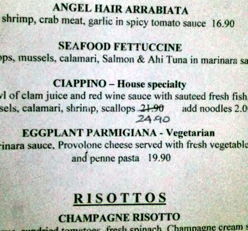 tuscany gril menu price different