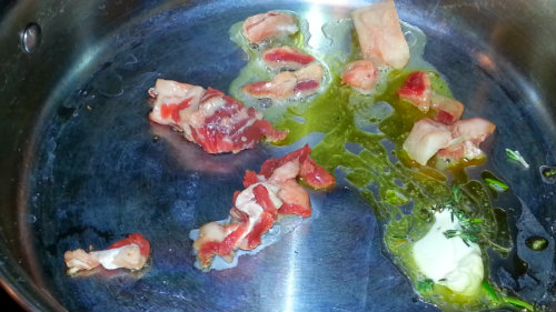 Guinness Stew Step 1 Melt Butter and render fat