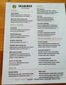 Seabird's Kitchen menu