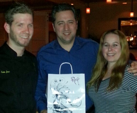 Roy's Sous Chef Kevin Jones with Tom Holmberg of Tom's Foodie Blog and Daniele from Dani's Decadent Deals