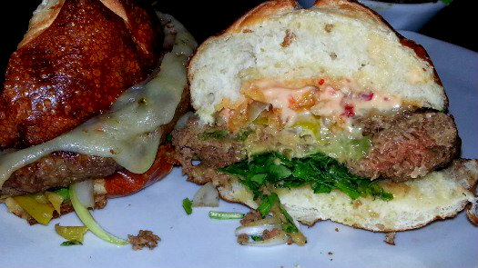 BLK Burgerzheddar Stuffed Burger Cross Section