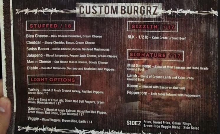 Blk Burgerz Menu