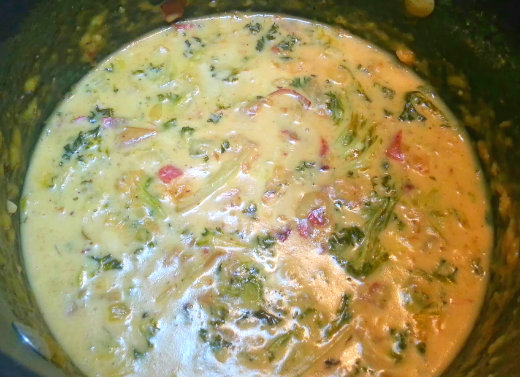Irish Potato Soup with Kale and Bacon - Simmer Soup for at least 10 minutes Irish Potato Soup with Kale and Bacon - Simmer Soup for at least 10 minutes