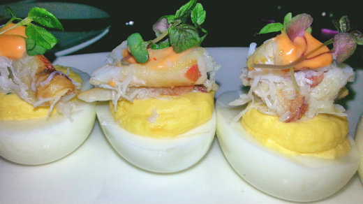 Lark Creek Deviled eggs with Dungeness Crab Close-up