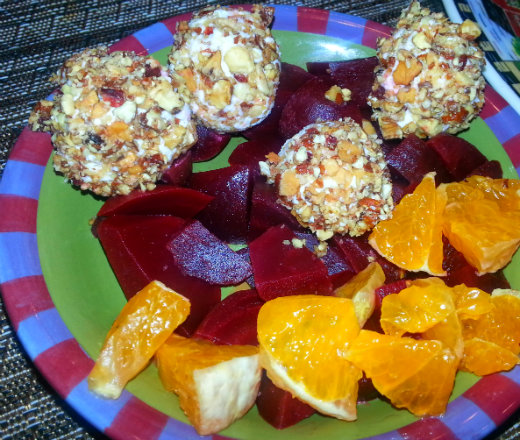 Recipe Crusted Goat Cheese with Beets and Tangerines