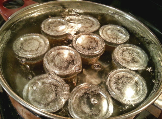 Making and Canning Tangerine Jam - Peserve the jars by boiling them, allowing the air to escape Making and Canning Tangerine Jam - Peserve the jars by boiling them, allowing the air to escape