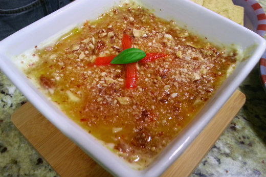 My first attempt at canning - Recipe for sweet and spicy goat cheese -Garnish with a patina