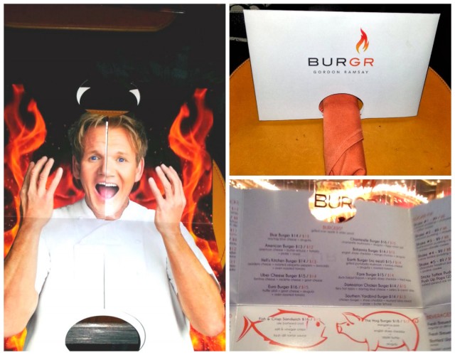 Gordon Ramsay Burgr Las Vegas -  Menu unfolds to find Gordon Ramsay's Face