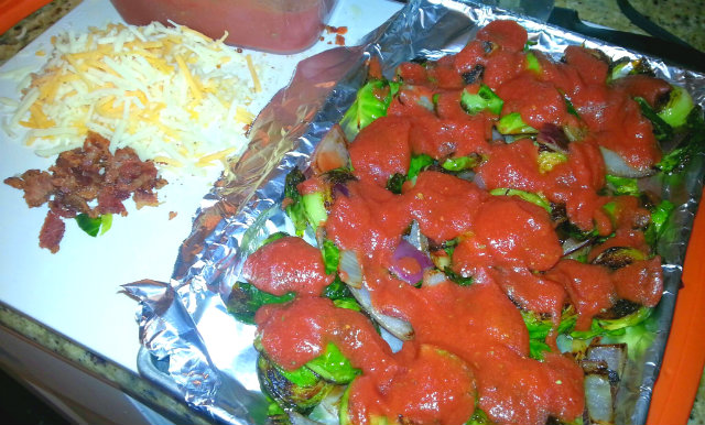 Pizza Sprouts Recipe add pizza sauce