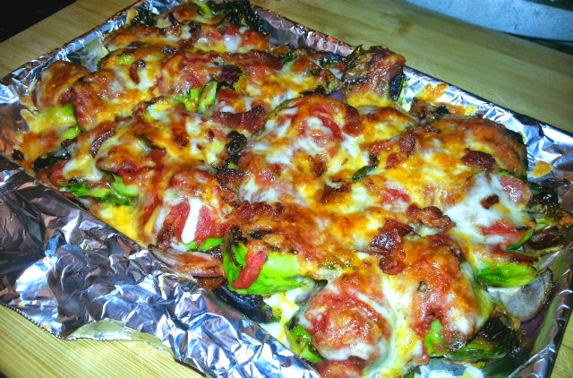Pizza Sprouts Recipe  broil on high