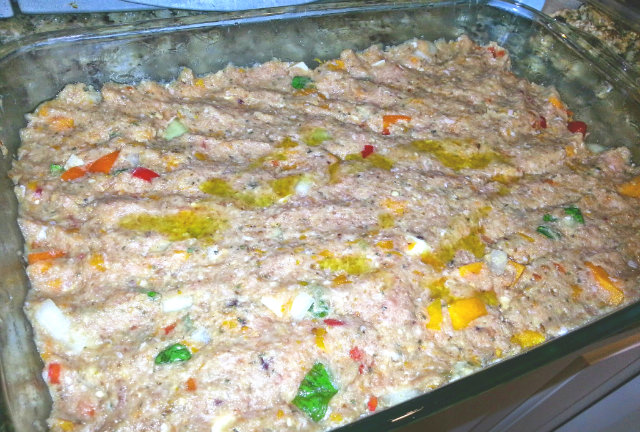 Turkey Pumpkin Meatloaf formed into baking pan