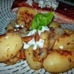 Easy Garlic Butter Potato Recipe Plate the Garlic Butter Potaoes and Top with Feta Cheese