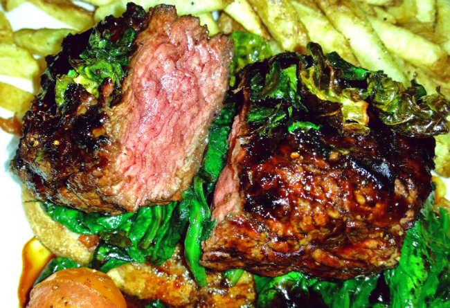 Harlow's Rib Eye Cap cooked to a perfect medium rare