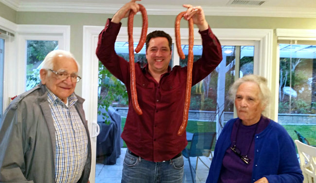 Tom and Grandparents with Ochoa's Chorizo