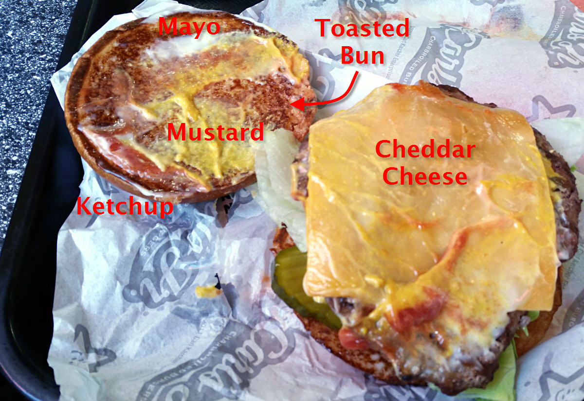 Carl's Jr All Natural Burger Anatomy Sauces and Cheese