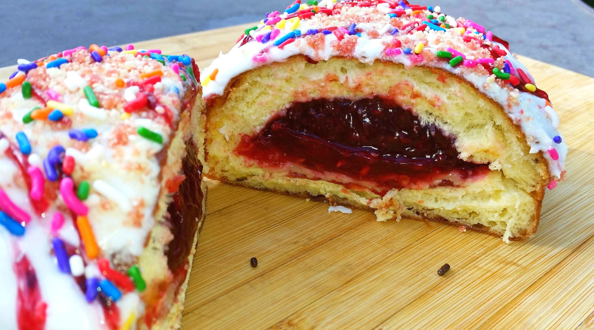 OC Donut Bar - Big Poppa Strawberry pop tart Cut Open