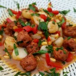 Scallop and Chorizo with Pine Nuts