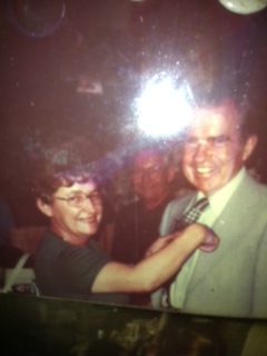 Nixon getting his tie cut off at Trabuco Oaks Steakhouse