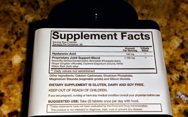 YouTheory Supplements Huyaloronic Acid label