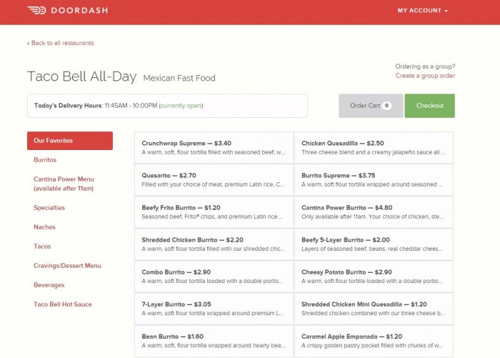 Taco Bell DoorDash Delivery Select items Taco Bell DoorDash Delivery Select items