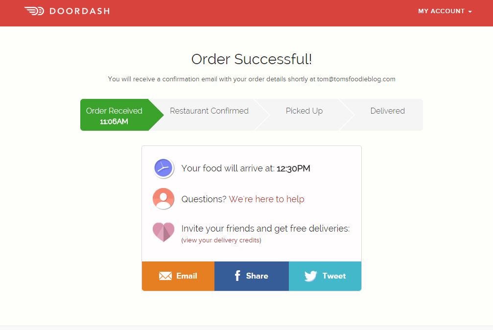 Taco Bell delivery by DoorDash Order Confirmation Taco Bell delivery by DoorDash Order Confirmation
