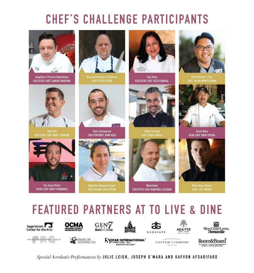 To Live and Dine Orange County Participating Restaurants and Chefs