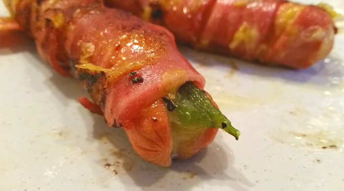 Bacon Wrapped Hatch Chile Cheese Hot Dogs