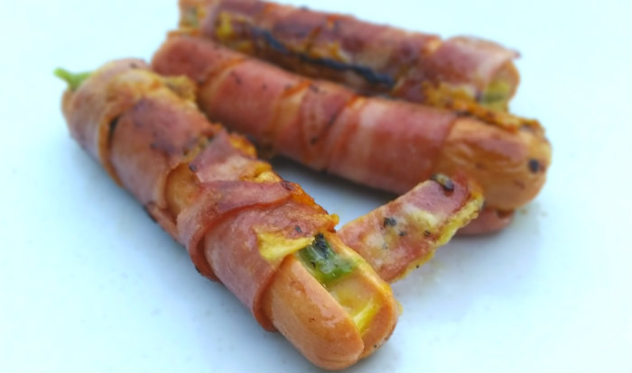 Recipe Bacon Wrapped Hatch Chili Cheese Dog -Heat on Medium-Low Heat until Cooked