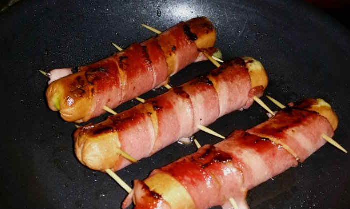 -Sear Bacon on High each side, then reduce to medium heat