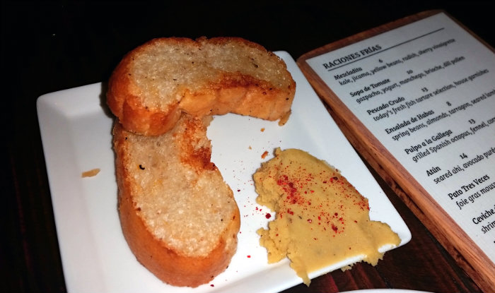 Pueblo Crostini and fava bean hummus