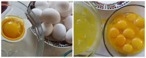 Seperate the egg yolks and beat